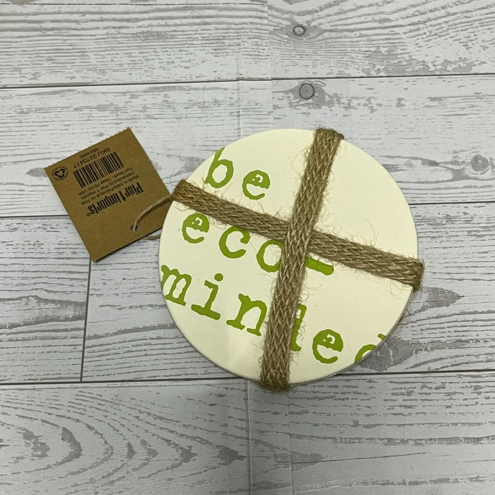 Pier 1 Imports Recycled Paper Coasters Set of 6 Green Eco Minded 2273417